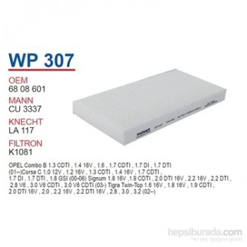 Polen Filtresi Karbonsuz Opel Corsa C Vectra C Bm 01- (Oem No: 6808601)