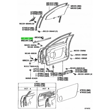 Cam Sıyırıcı Corolla 93-98 Ae101 Ön Xlı Siyah Sağ (Oem No: 68161-12190)