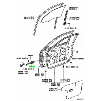 Toyota Avensis- 98/00; Ön Kapı Durdurucusu Sağ/Sol Aynı (Adet) (Kapı Gergisi) (Oem No: 68610-20180)