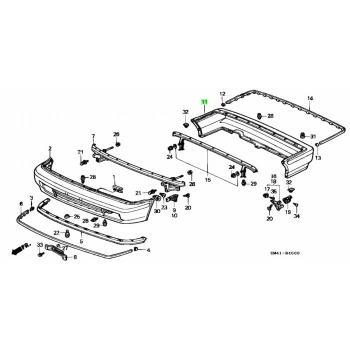 1990-1991 Honda Accord Arka Tampon Siyah (My) (Adet) (Oem No:71501Sm4000)