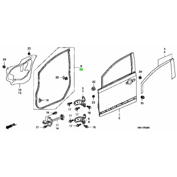 Kapı Çevre Fitili Cıvıc 06-12 Ön Sol Fd6 (Kapıya Gelen) (Oem No: 72350-Sna-A01)