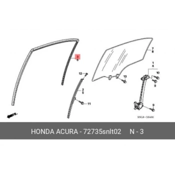 Cam Fitili İç Cıvıc 06-12 Arka Fd6 Sağ (Cam İçine Gelen) (Oem No: 72735-Snl-T02)