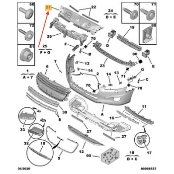 Ön Tampon Üst Panjur Psa 508 B.M 2011- (Oem No: 7416.Z8)