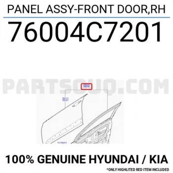 İ20 2015  Kapı Ön   Sağ Çıtasız Tip (Oem No:76004C7200)