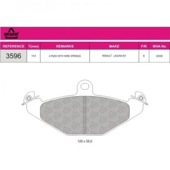 Fren Balata Laguna I  93-01 / Safrane 92-00 / Espace Iıı 96-02 Arka (Oem No: 7701203124)