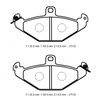 1999-2001 Renault Laguna Arka Fren Balatası (Kablosuz)(Disk) (125,8X58,5X14,8) (Bramax) (Adet) (Oem No:7701205015)