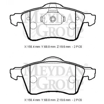 2002-2003 Volkswagen Transporter T4 Ön Fren Balatası 1,9-2,4-2.5(Kablosuz)Disk)156,4X68,8X19,40)Brama (Adet) (Oem No:7D0698151E)