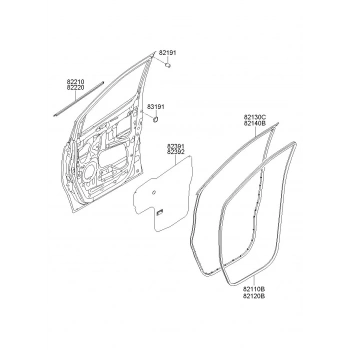 Cam Sıyırıcı H1 08-11 Ön Kapı Dış Sağ (Oem No: 82220-4H000)