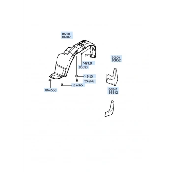 Çamurluk Davlumbazı Pıcanto Ön 08-12 Sağ (Oem No: 86812-07500)