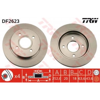 Fren Diski Arka Adet Ford Scorpıo/Mondeo Bm 93- (Oem No: 93Bx 2A315 Ad)