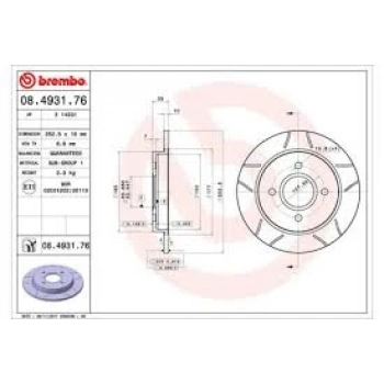 Fren Diski Fıesta V-Vı  05-17 / Focus Sw 98-04 / Scorpıo I-Iı  85-98  /Sıerra  82-93 Arka Düz 253 (Oem No: 95Gx2A315Ea)