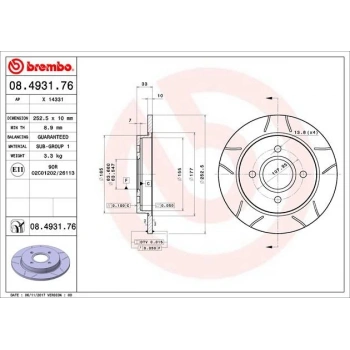 Fren Diski Fıesta V-Vı  05-17 / Focus Sw 98-04 / Scorpıo I-Iı  85-98  /Sıerra  82-93 Arka Düz 253 (Oem No: 95Gx2A315Ea)
