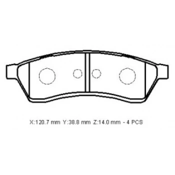 Chevrolet Epıca- 07/12; Arka Fren Balatası (Disk)(120,7X38,8X14) (Bramax) (Oem No: 96496763)