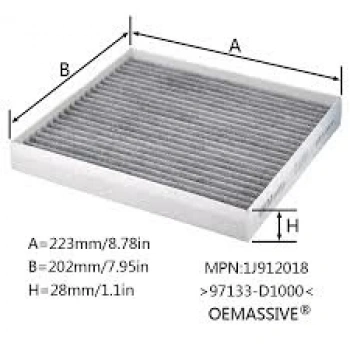 Polen Filtresi Tucson 15-19 / Kona 18Sonrası / Rıo 17Sonrası / Sportage 16Sonrası Karbonlu (Oem No: 97133-D3000)