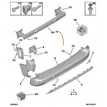 Peugeot Partner- Van- 19/24; Arka Tampon Demiri (Oem No: 9822105380)