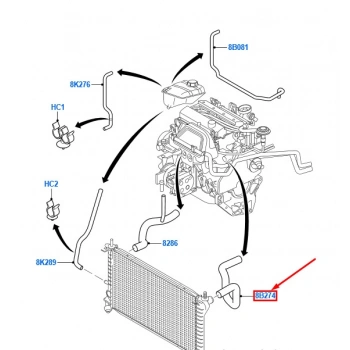 Radyatör Hortumu Üst Ford Focus Bm 98- (Oem No: 98Ab 8B274 Bf)
