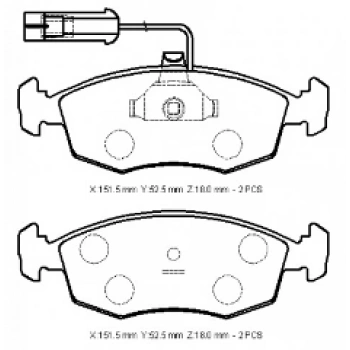 1997-2002 Fiat Palio Ön Fren Balatası 1.2-1.4-1.6Cc-1.7-1.9D (2 Kablolu)(Disk)(151.5X52.5X18) (Bramax) (Adet) (Oem No:9947954)