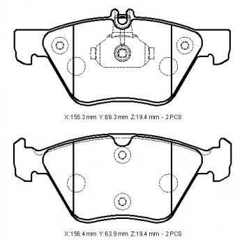 2003-2006 Mercedes E Class W211- Ön Fren Balatası(Kablosuz)Disk(155,3X69,3X19,4-156,4X63,9X19,4)Bramax (Adet) (Oem No:A0044200720)