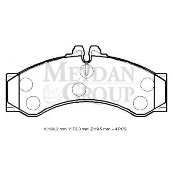 2000-2007 Mercedes Sprinter Arka Fren Balatası (Kablosuz)(Disk)(164,2X72X19,5) (Bramax) (Adet) (Oem No:A0044201520)