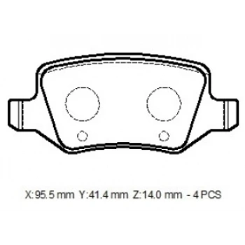 Mercedes A Class- W169- 05/08; Arka Fren Balatası (Disk)(95,5X41.4X14)(Bramax) (Oem No: A1684200420)