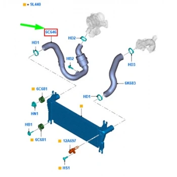 Turbo Hortumu (Kücük) Ford Ranger 2011 (P375) Bm 11- (Oem No: Ab39 6C646 Dd*)