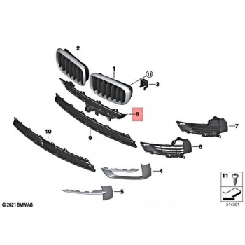 Tampon Izgarası Ön Orta Üst Bmw X5 F15 Bm 14-18 (Oem No: Bmw 51117294476)