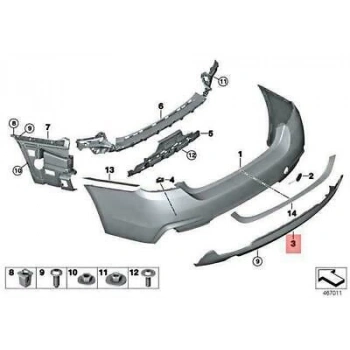 Tampon Arka Alt Bakalıt Bmw 4F32-F32 Lcı-F33-F33 Lcı-F36-F36 Lcı Bm 11-15 (Oem No: Bmw 51128054487)