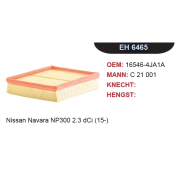 Filtre Hava Navara 15 2.3 Dcı None (Oem No: Eh-6465)