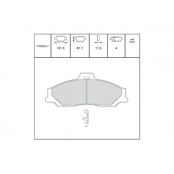 Ön Fren Balatası B2500 01B2500 Bt50 06 4Wd Şimli None (Oem No: Ft090517)