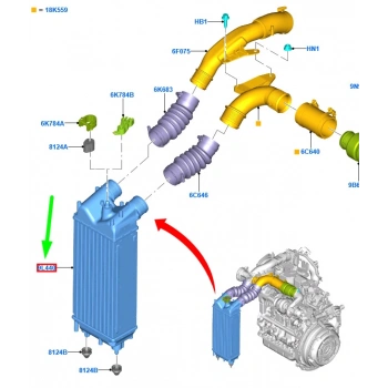 TURBO RADYATÖRÜ AV21 9L440 AC FORD COURIER/FIESTA/B MAX 1.5/1.6 TDCI 14- (Oem No: FT76 6K775 BA)
