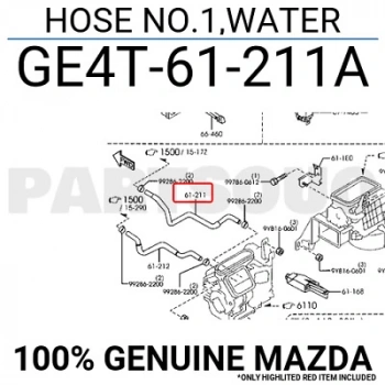 Kalorıfer Hortumu . Japon 626 (Gf) 2.0 98-01 (Oem No: Ge4T-61-211A)