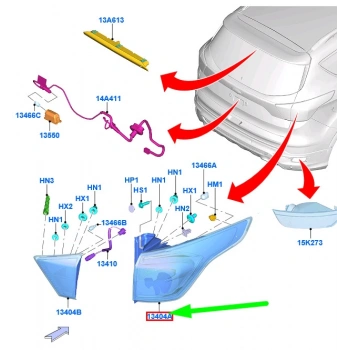 Stop Lambası Sol Ford Kuga Bm 13- (Oem No: Gv41 13405 Aj)