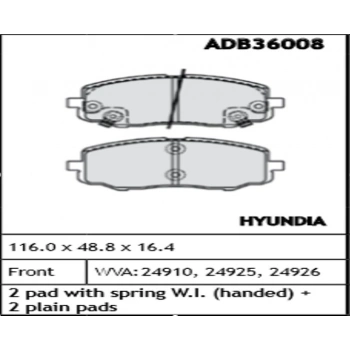 Fren Balatası İ20 12- İ10 08- Picanto Ön Şimli None (Oem No: H1Acc04-Kb-11-1)