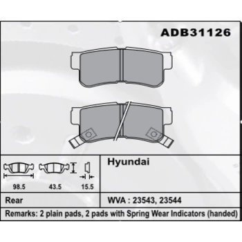 Arka Fren Balatası Getz 03-11Tucson 04-08Sonata 99 None (Oem No: H1Gtz01-Kb-05)