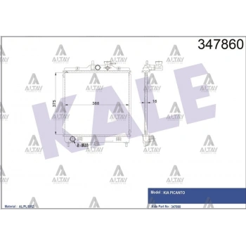 Radyatör Su Pıcanto 04-11 1.0 - 1.1 / A-T Brazıng (Oem No: Kle-347860)