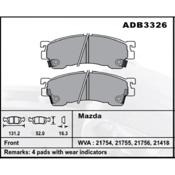 Fren Balatası Mazda 626 9297 Fs Ön Şimli None (Oem No: M262603-Kb-01)
