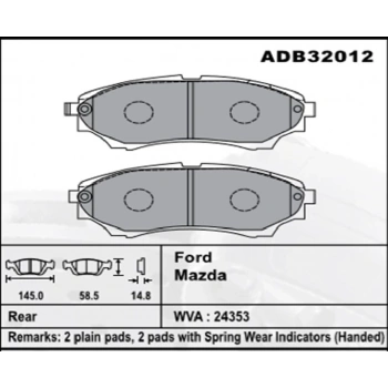 Fren Balatası Mazda B2500 0206 Ön Şimli None (Oem No: M2B2501-Kb-15)