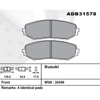 Fren Balatası Grand-Vitara 061.9 Ddıs-2.0Ön Şimli None (Oem No: S1Vıt03-Kb-15)