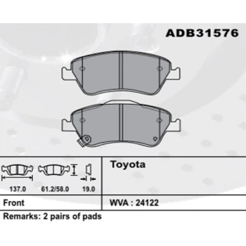 Fren Balatası Corolla 07 Auris 07 1.4 D4D Ön Şimli None (Oem No: T1Crl07-Kb-11)