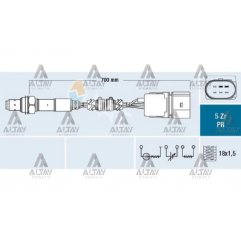 Sensör Oksijen Golf5 / Golf6 / Jetta / A3 / Leon 2004-2012 Bse-Bgu 1.6 Ön (Oem No:06A906262Br)