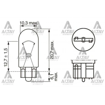 Ampül Eco 12V 5W W5W Büyük Dipsiz Gösterge Ampülü T10 (Oem No:1987302819)