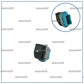 Cam Açma Düğmesi Master Iıı / Kangoo Iıı / Duster (Tekli) 6 Pin Mavi Sağ (Oem No:8200476809)