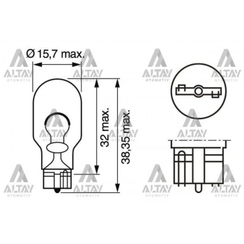 Ampül Eco 12V Büyük Dipsiz 16W / W16W Sinyal Ve Fren Ampülü Dipsiz 67 (Oem No:1987302821)