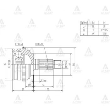 Aks Kafası Dış Hrv  1999-2015 / Absli 50 Diş 26X30X60 (Oem No:44014S5Aj51)