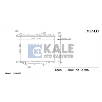 Radyatör Su Pıckup 2002 Sonrası Yd25 / D-2022 4X4 26Mm M-T Brazıng (Oem No:21410Vk505)