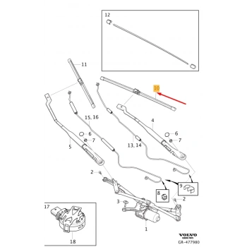 Volvo Volvo S60 Iıı V60 Iı 2016- Silecek Süpürgesı Ön Takım [650 Mm 500 Mm] (Oem No:30747600)