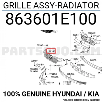 Kore Accent Era Benzin-Dizel 2009-2011 Panjur Ön Krom (Oem No:863601E100)