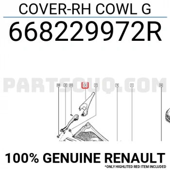 Renault Lodgy - Dokker 2012- Ön Cam Lastiği Ön Cam Izgara Bakalatı Sağ (Oem No:668229972R)