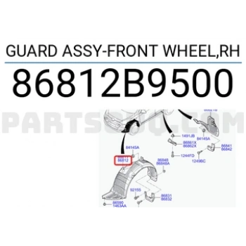 Kore İ10 Benzin-Dizel 2016-2019 Çamurluk Davlumbazı Ön Sağ  (Oem No:86812B9500)