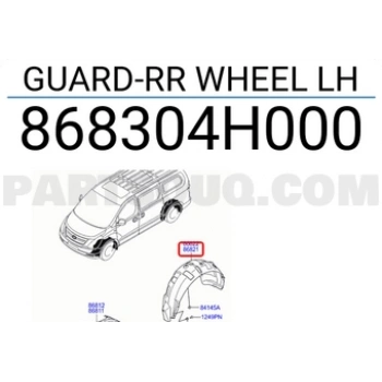 Kore H1 Dizel  2008  Çamurluk Davlumbazı Arka Sol  (Oem No:868304H000)